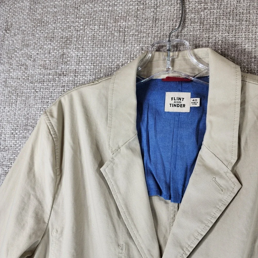 Flint and Tinder Lightweight‎ Cotton Blazer Jacket Mens 40 US *M-L Washed Sand